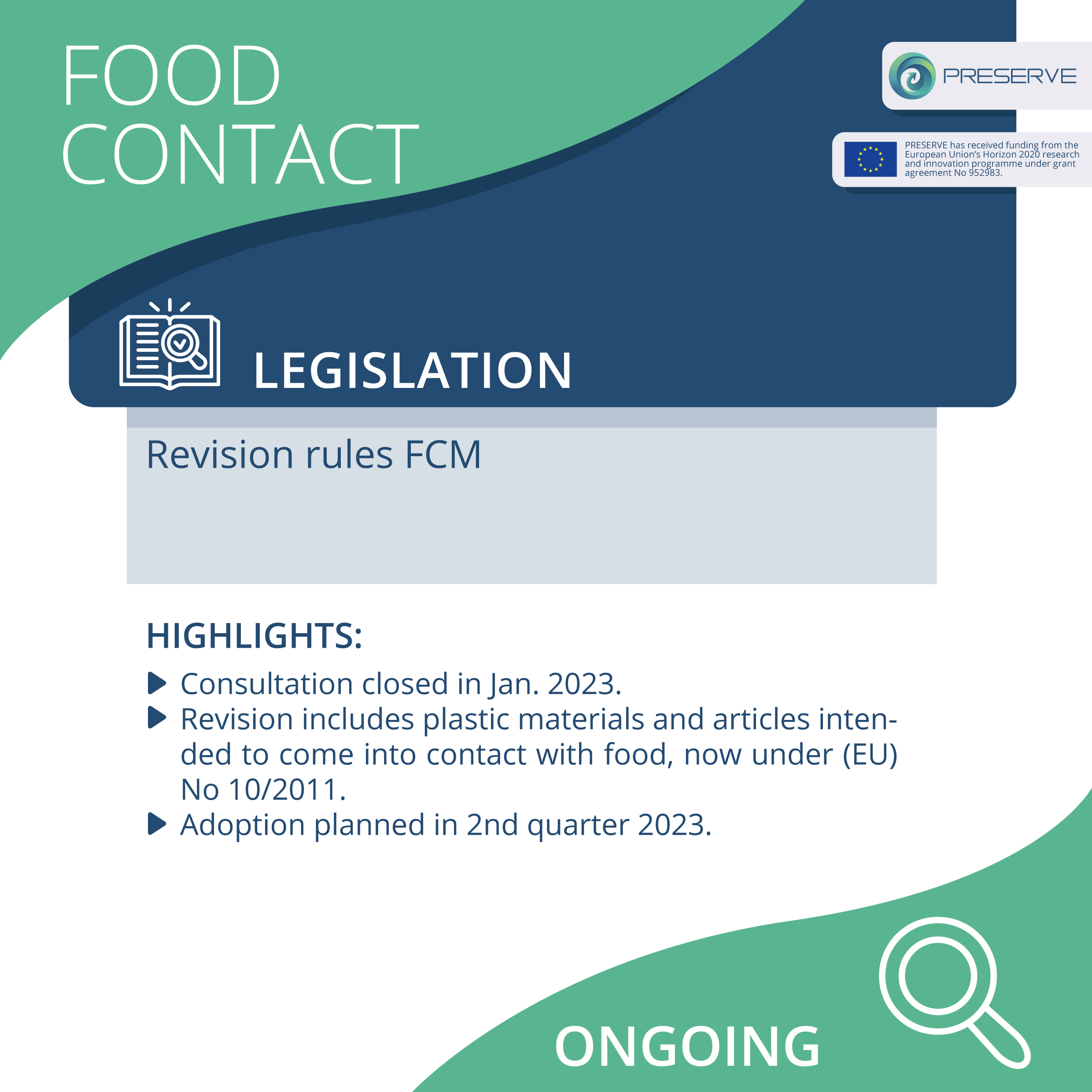 Food contact legislation and PRESERVE 2